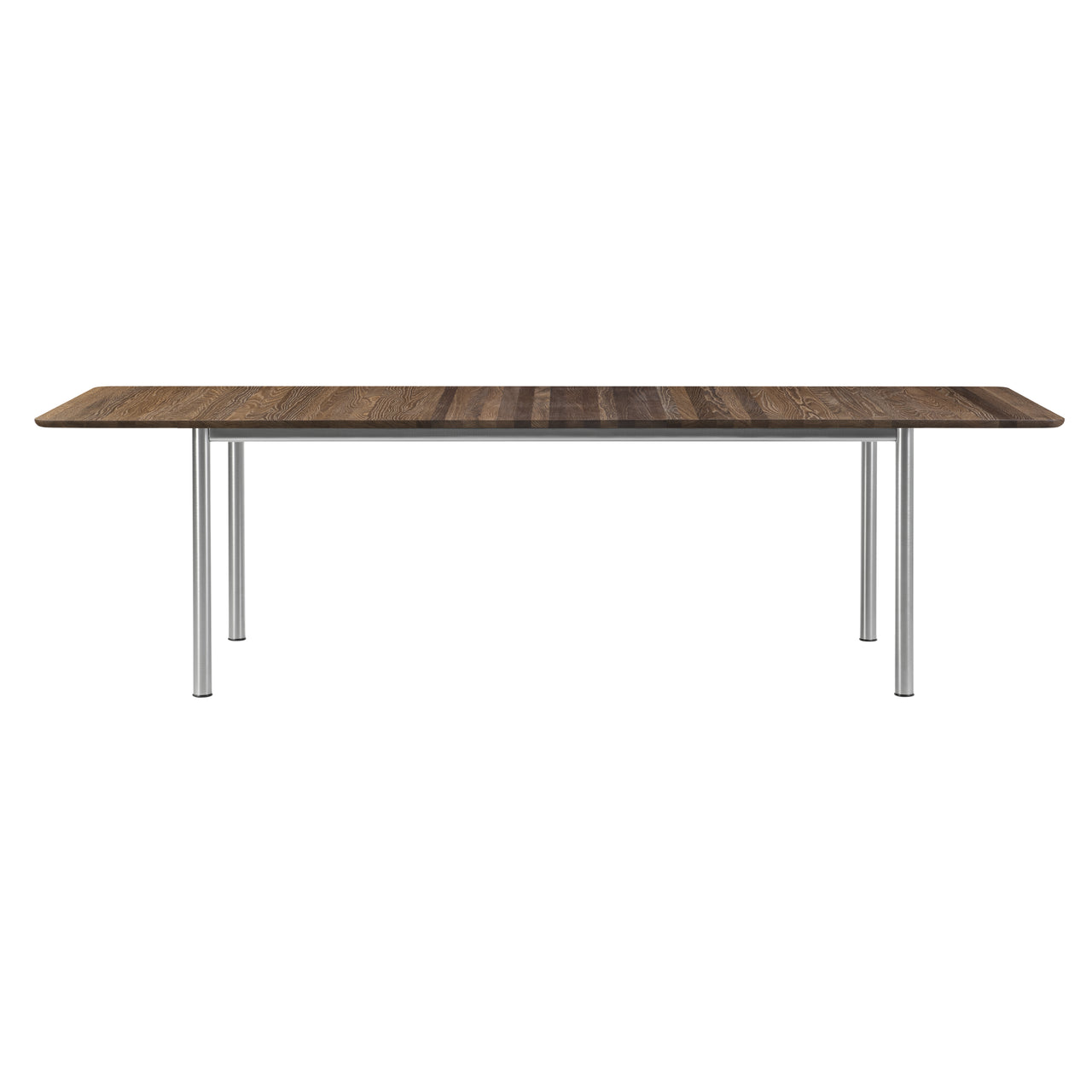 Plan Extendable Table: Smoked Oiled Oak + Brushed Steel