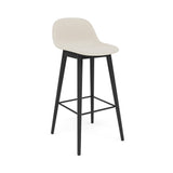 Fiber Bar + Counter Stool With Backrest: Wood Base + Upholstered + Bar + Black