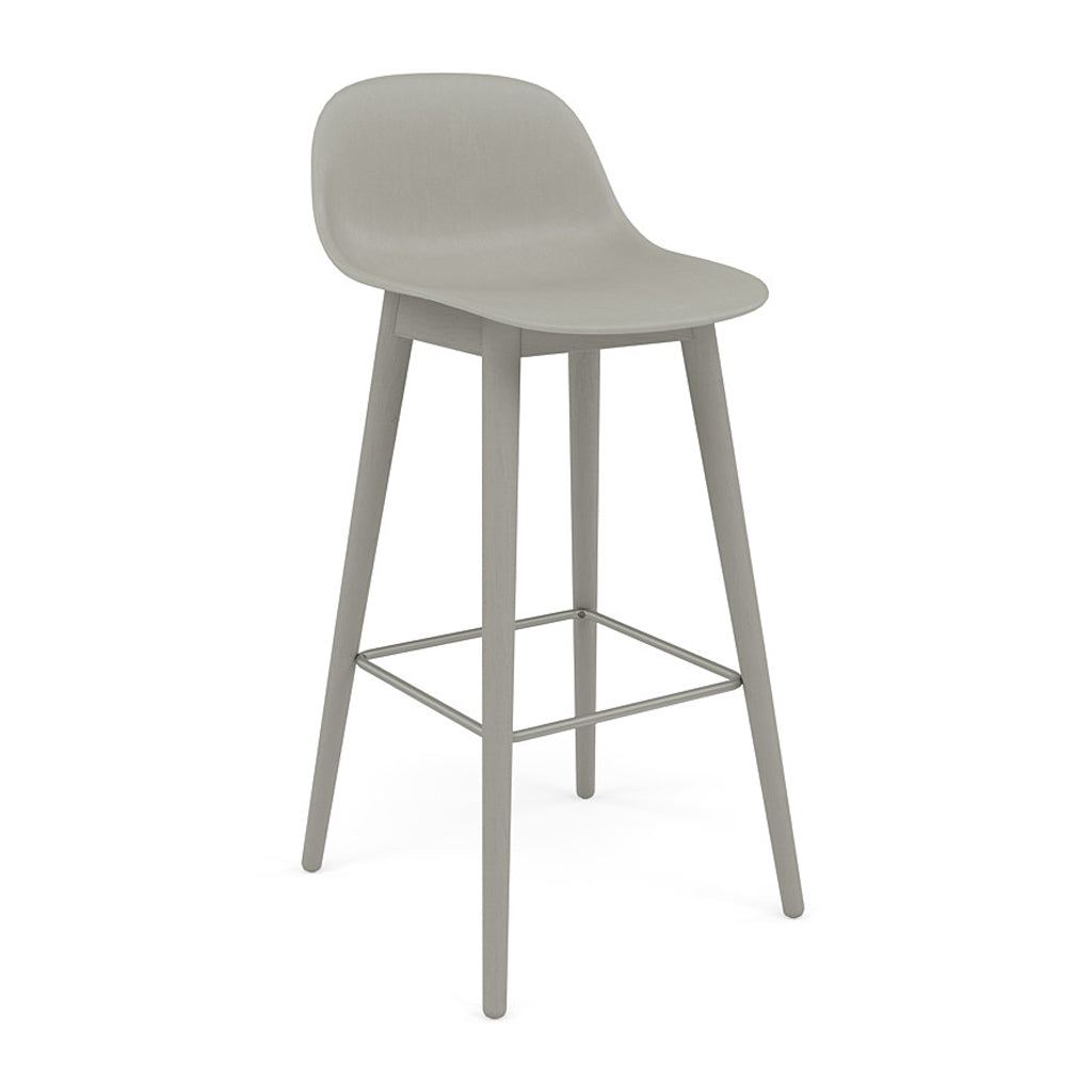 Fiber Bar + Counter Stool with Backrest: Wood Base + Bar + Grey + Grey