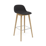 Fiber Bar + Counter Stool With Backrest: Wood Base + Upholstered + Bar + Oak