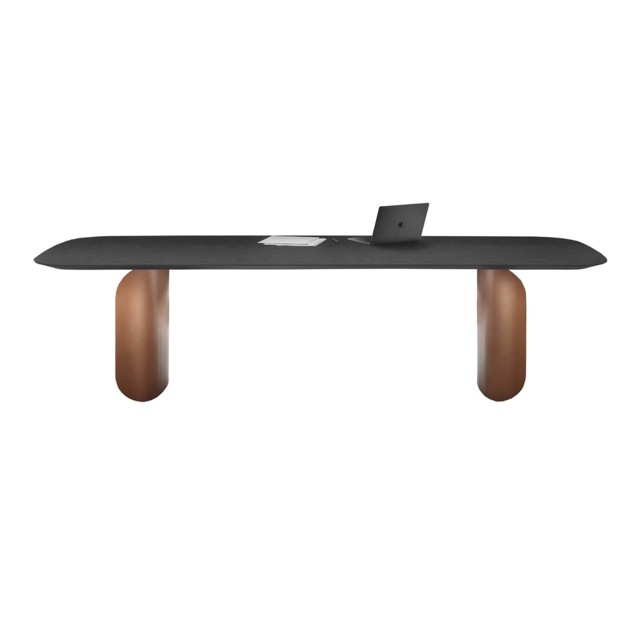 Barry Rectangular Table: Medium + Black Ash + Bronze