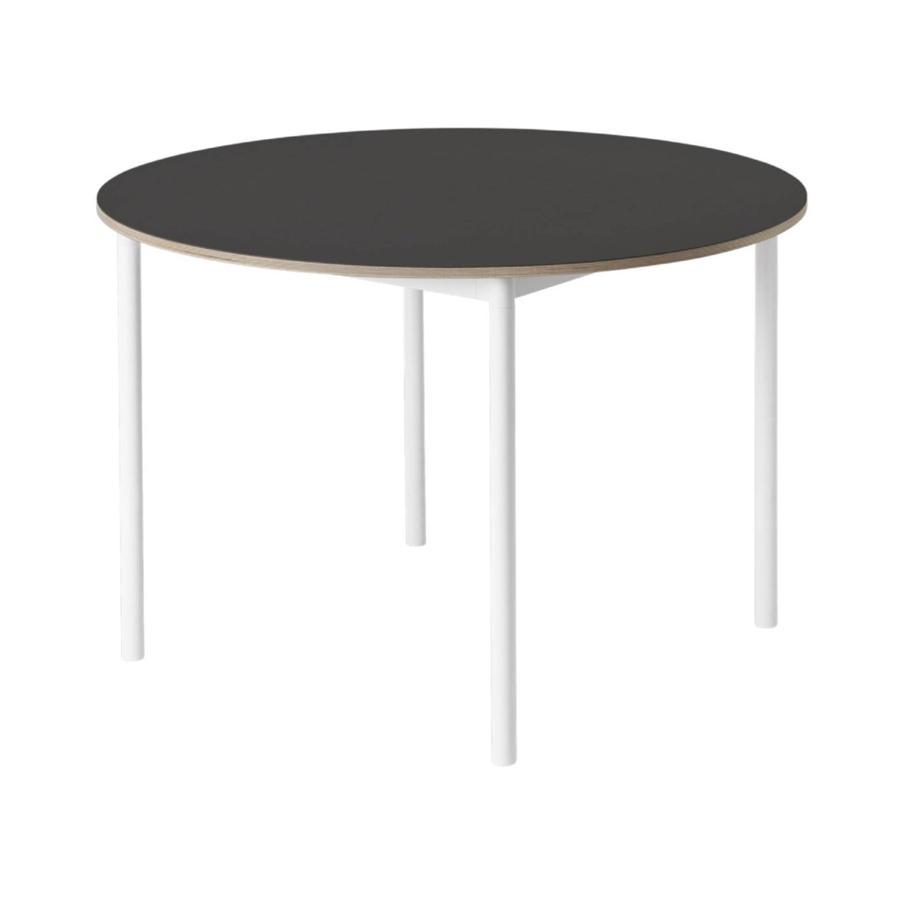 Base Table: Round + Black Linoleum + Plywood Edge + White
