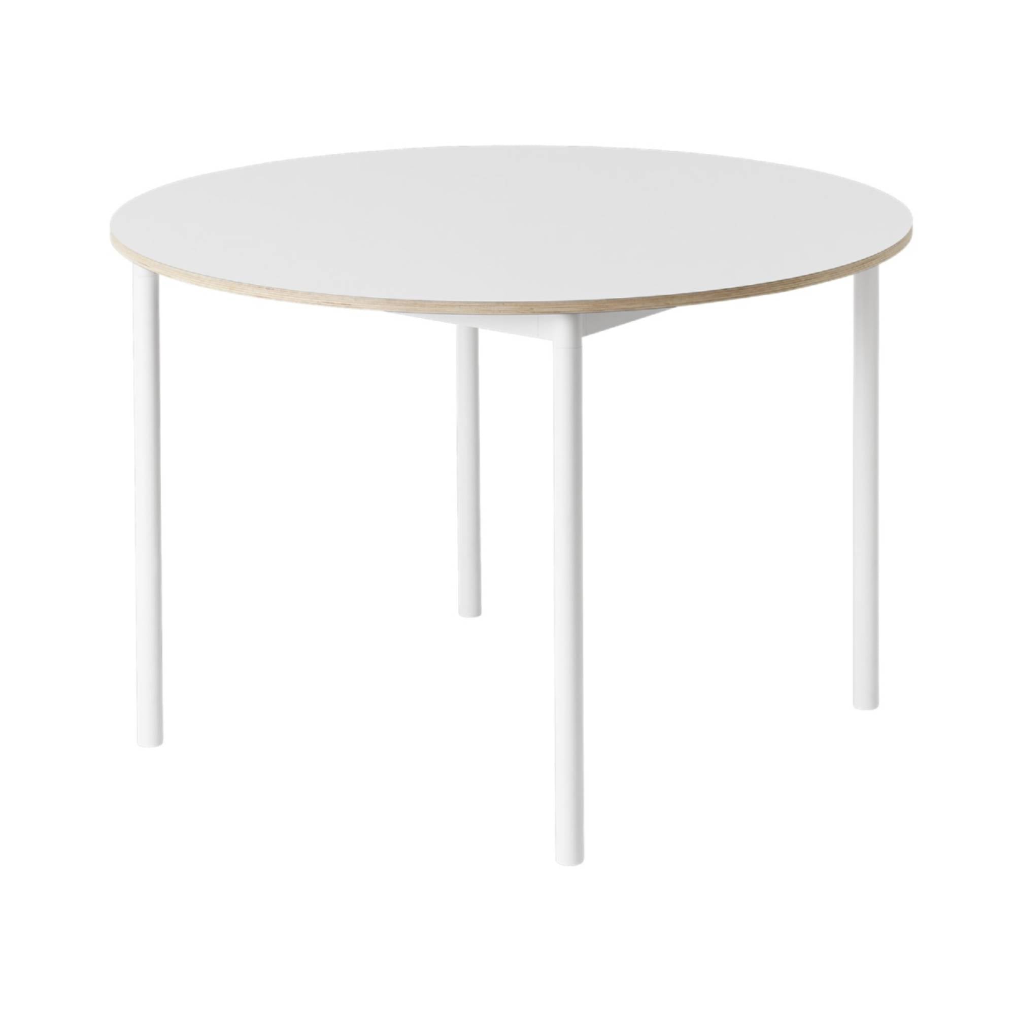 Base Table: Round  + White Laminate + Plywood Edge + White