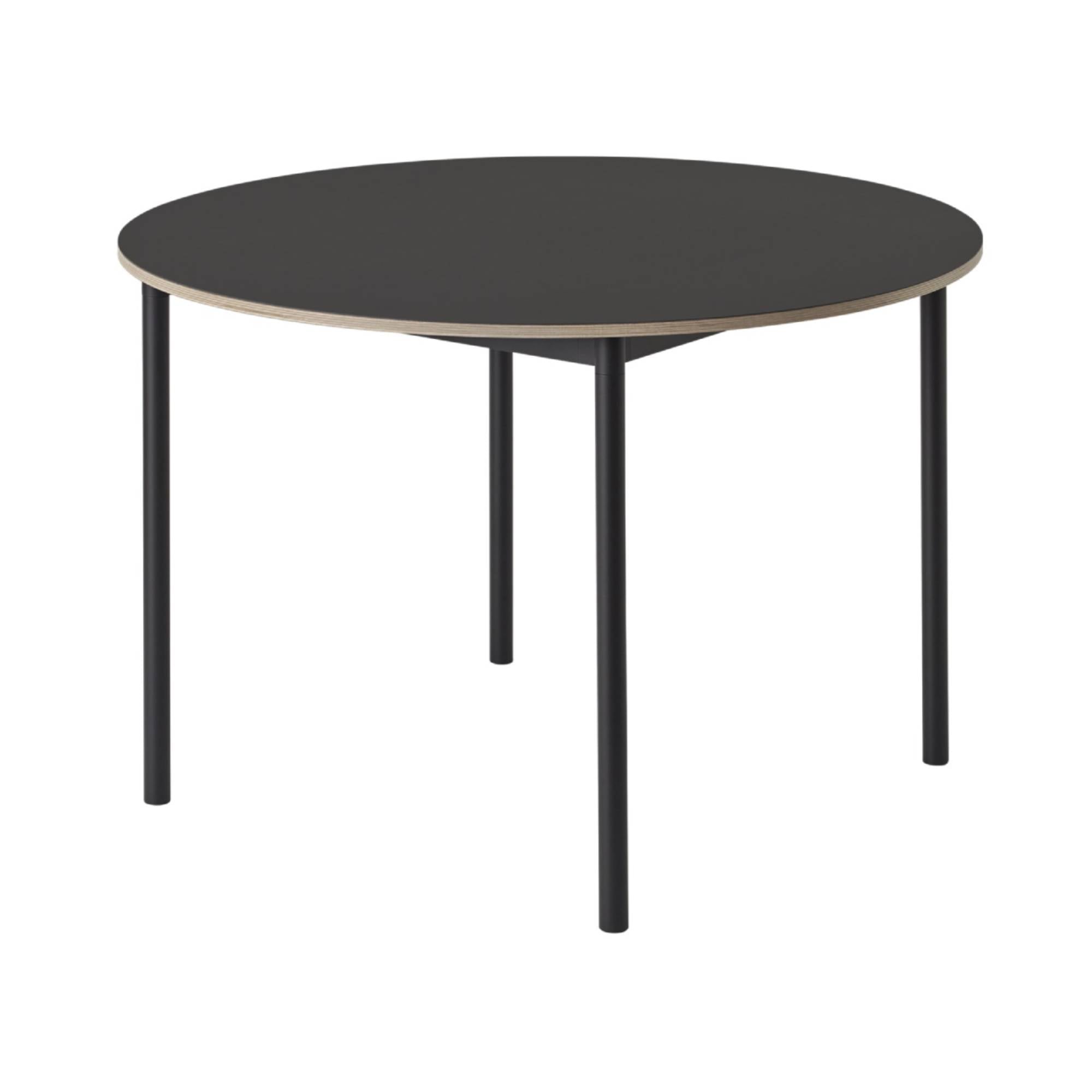 Base Table: Round + Black Linoleum + Plywood Edge + Black