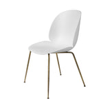 Beetle Dining Chair: Conic Base + Alabaster White + Antique Brass + Felt Glides