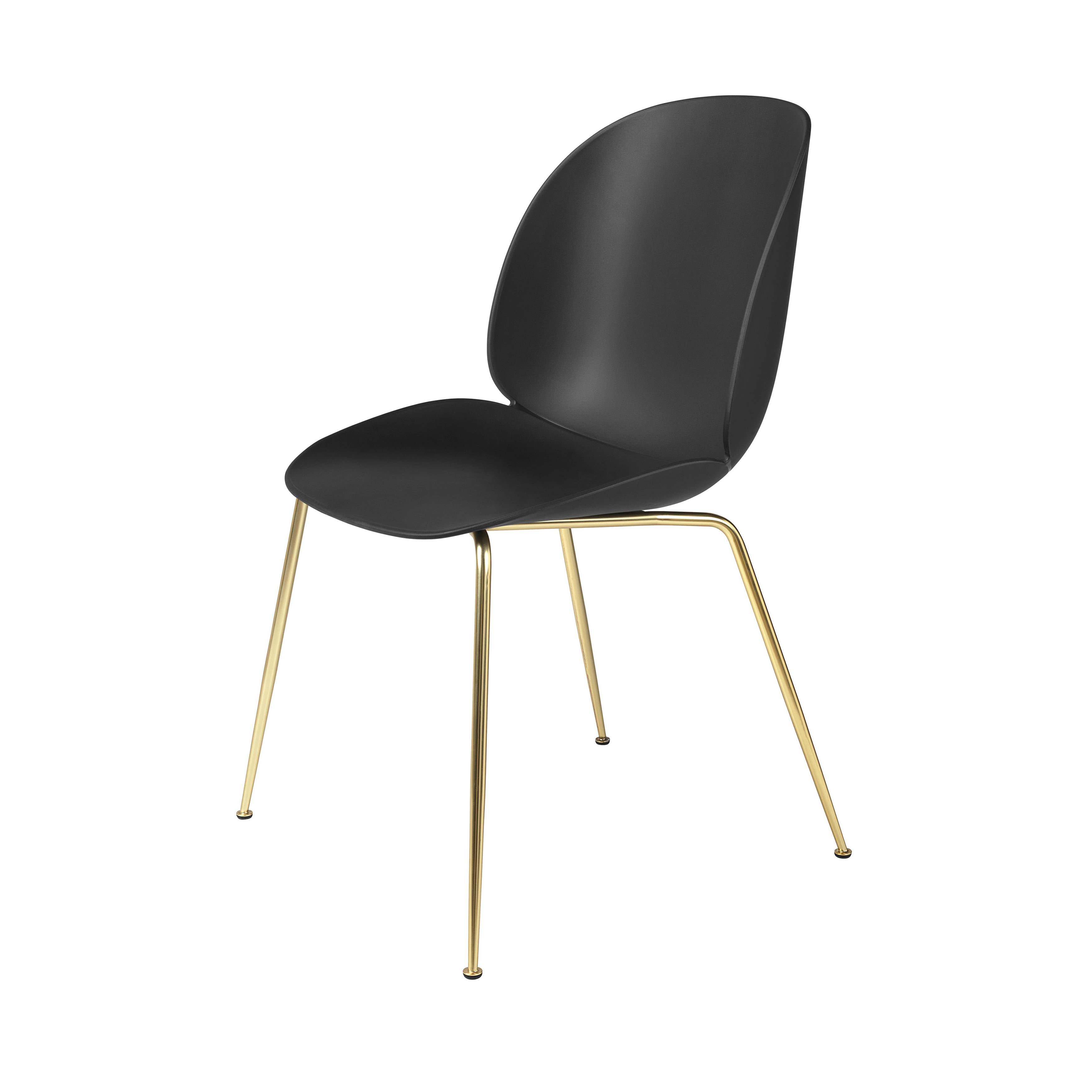 Beetle Dining Chair: Conic Base + Black + Brass Semi Matt + Felt Glides