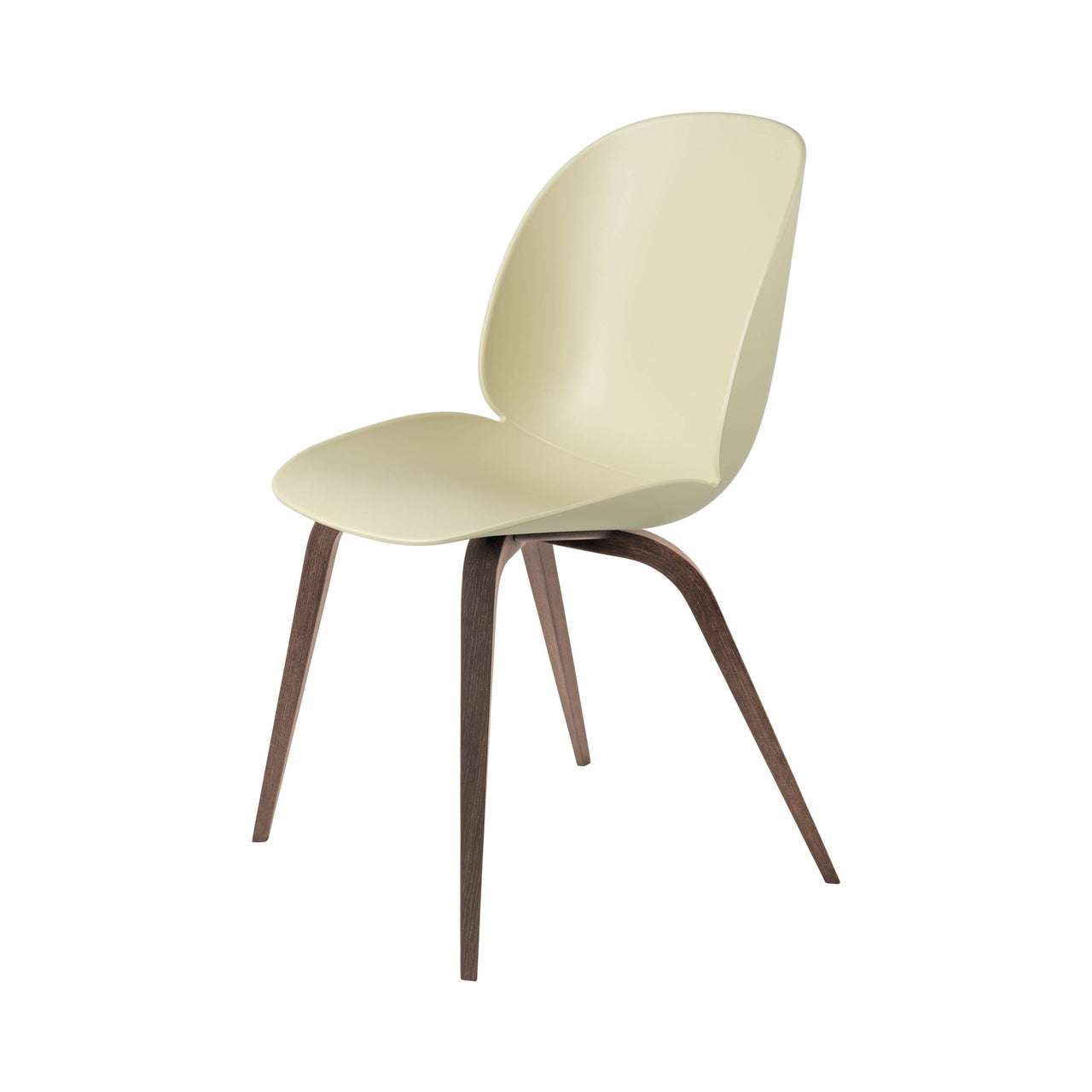 Beetle Dining Chair: Wood Base + Pastel Green + American Walnut + Plastic Glides