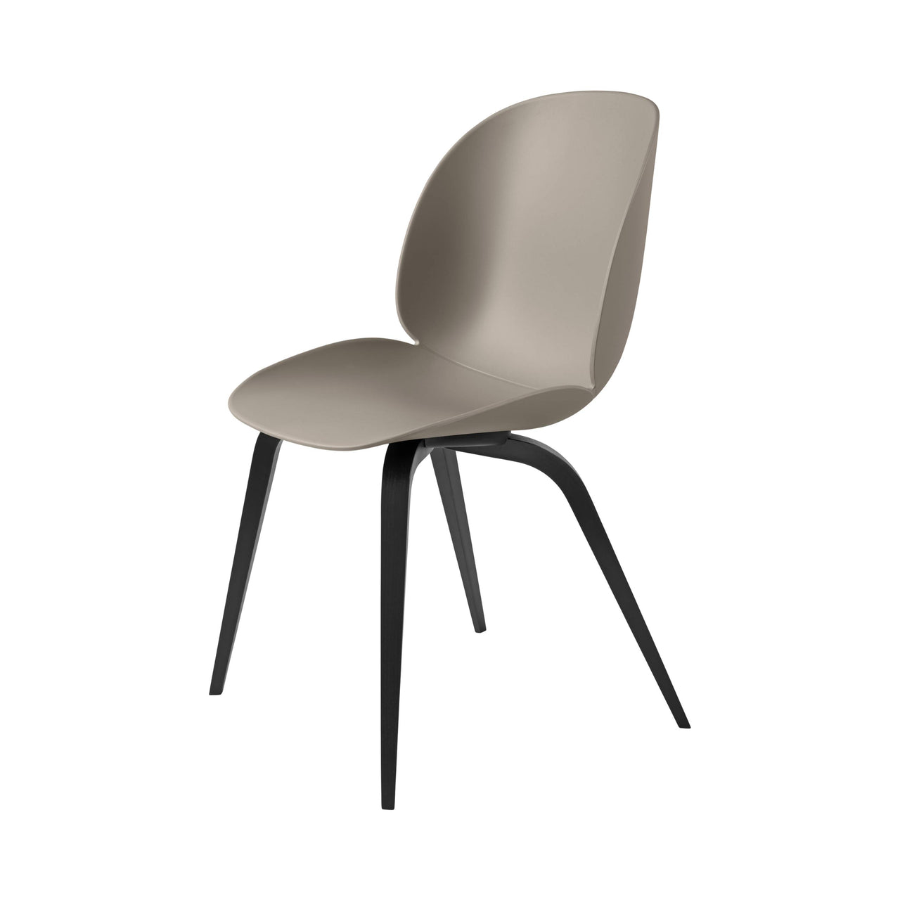 Beetle Dining Chair: Wood Base + New Beige + Black Stained Beech + Plastic Glides
