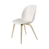 Beetle Dining Chair: Wood Base + Alabaster White + Oak + Plastic Glides