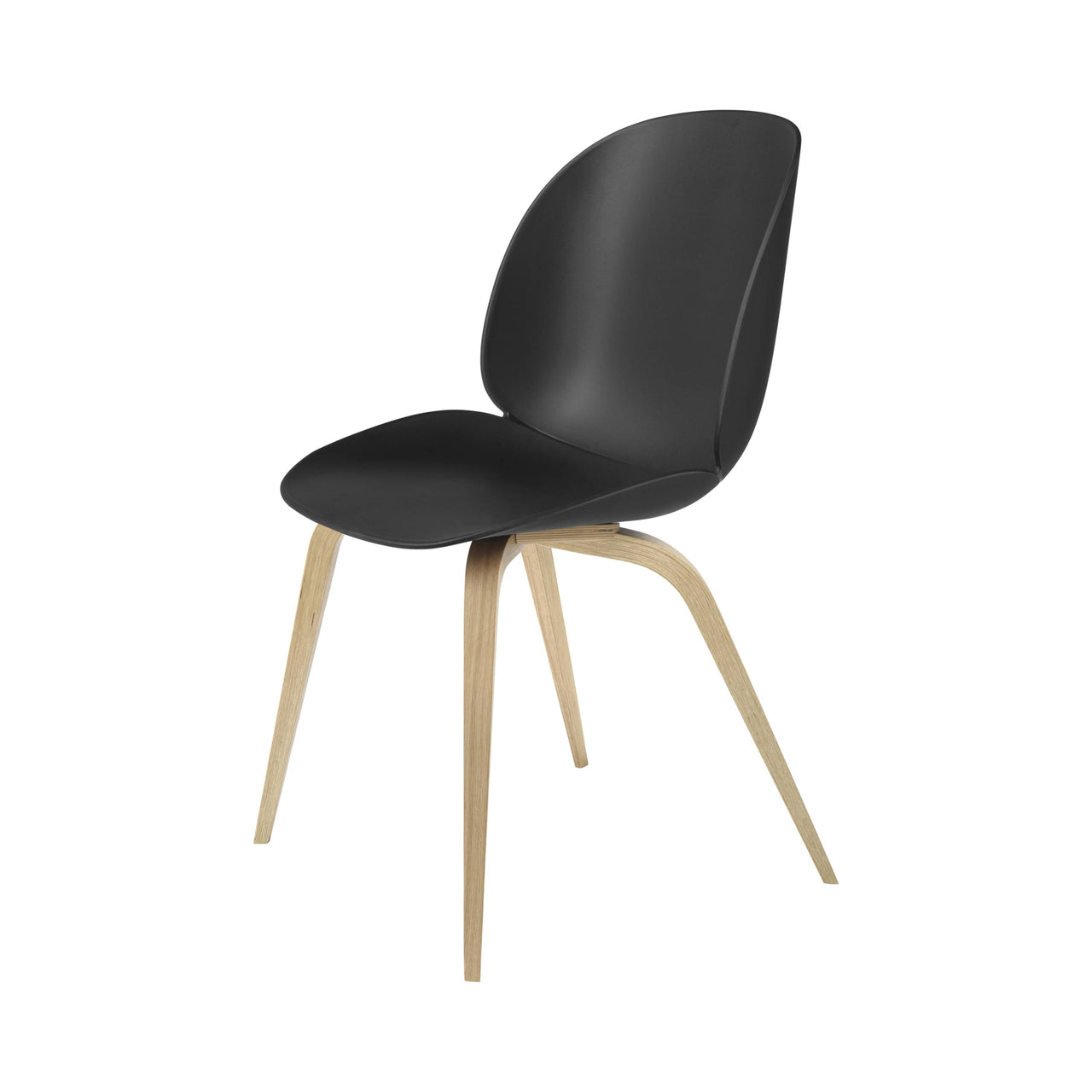 Beetle Dining Chair: Wood Base + Black + Oak