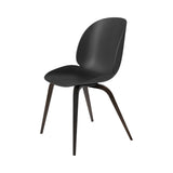 Beetle Dining Chair: Wood Base + Black + Smoked Oak + Plastic Glides