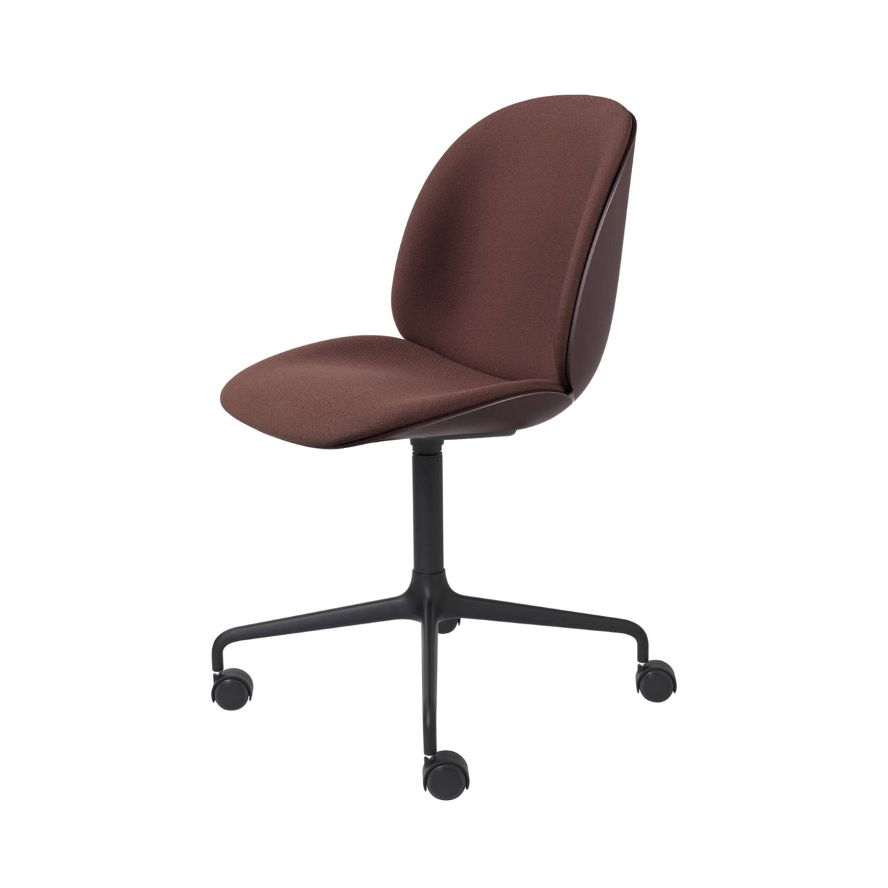 Beetle 3D Veneer Meeting Chair: 4 Star Base with Castors + Front Upholstered + Black Matt