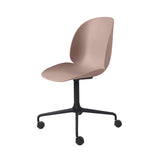 Beetle Meeting Chair: 4-Star Swivel Base with Castors + Sweet Pink + Black Matt