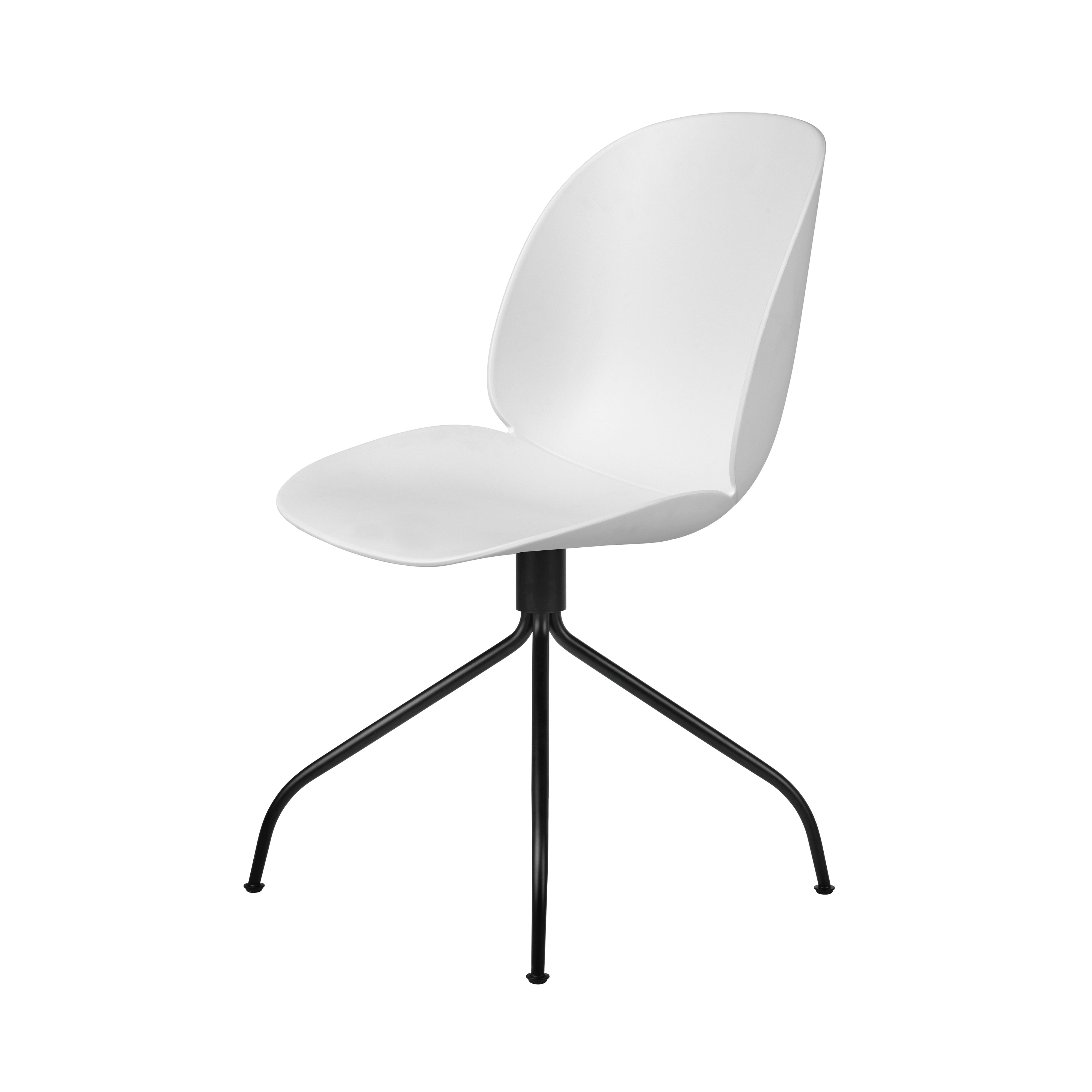 Beetle Meeting Chair: Swivel Base + Alabaster White + Black Matt + Felt Glides