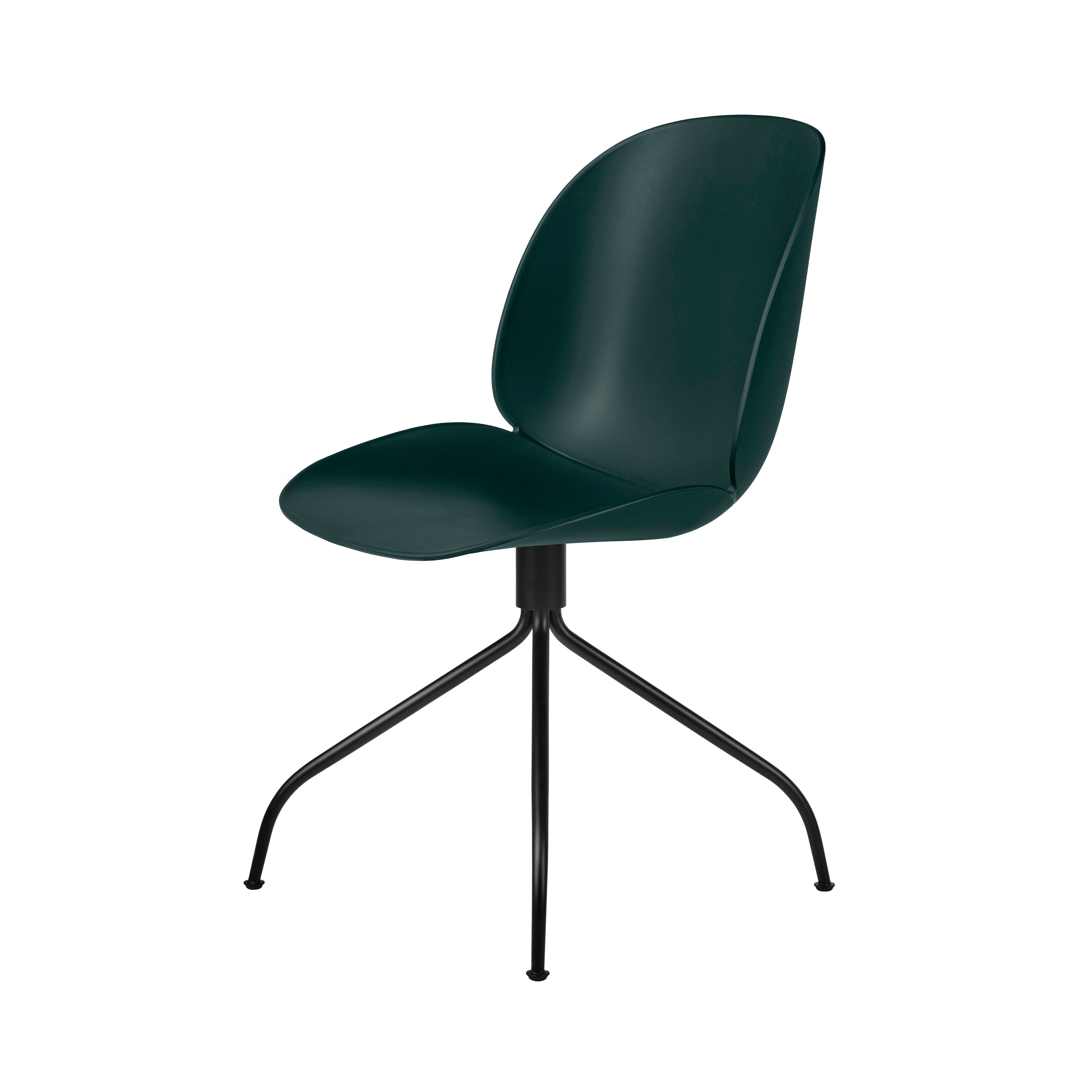 Beetle Meeting Chair: Swivel Base + Dark Green + Black Matt + Felt Glides