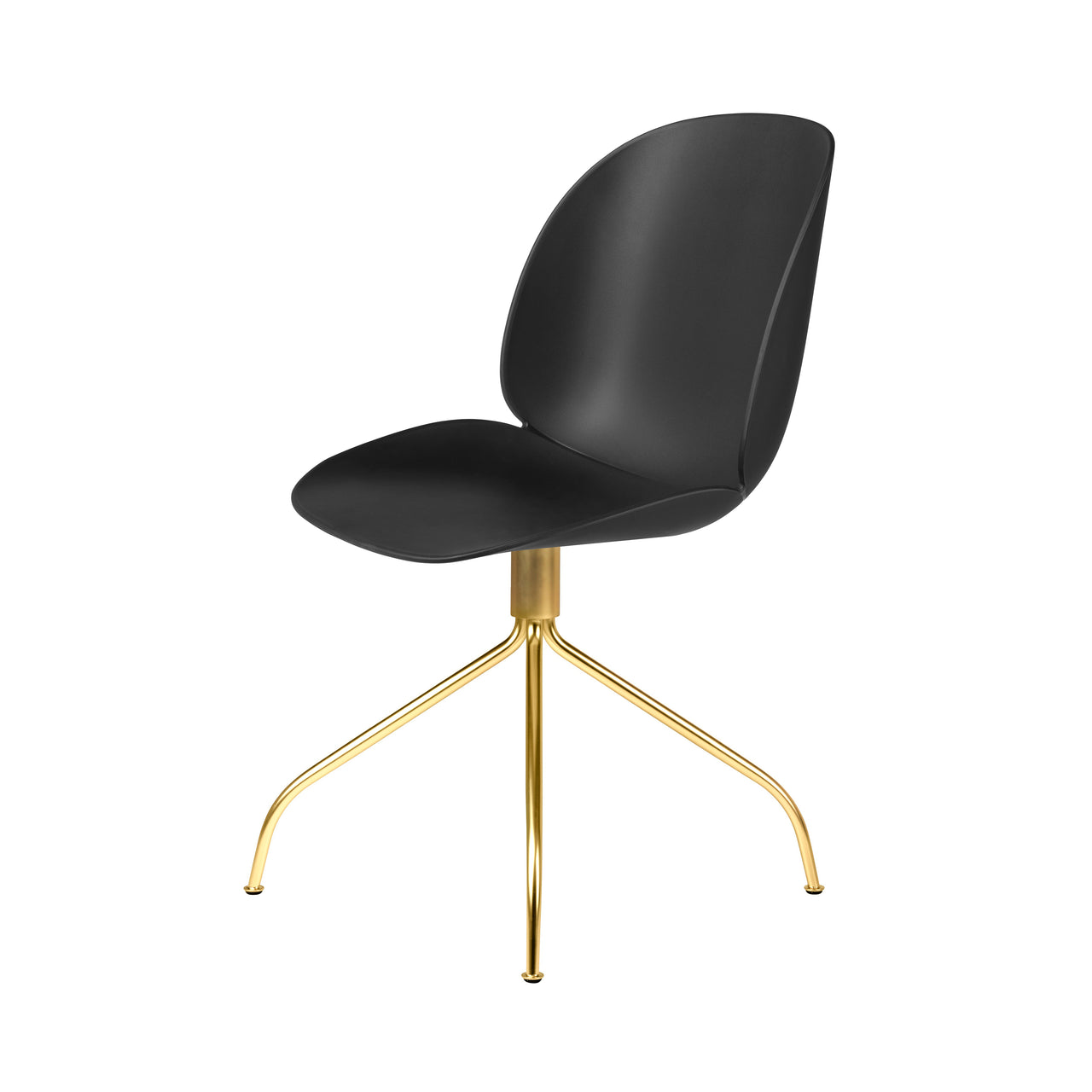 Beetle Meeting Chair: Swivel Base + Black + Brass Semi Matt + Felt Glides