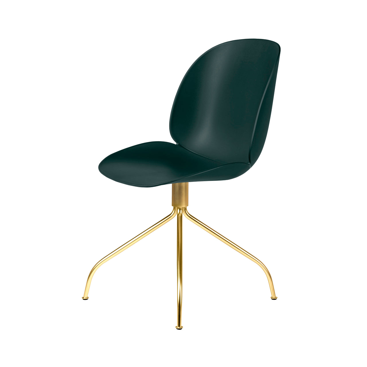 Beetle Meeting Chair: Swivel Base + Dark Green + Brass Semi Matt + Felt Glides
