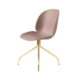 Beetle Meeting Chair: Swivel Base + Sweet Pink + Brass Semi Matt + Felt Glides