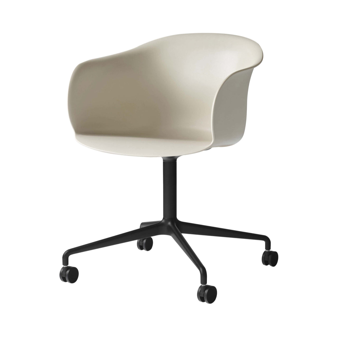 Elefy Chair JH36: Swivel Base + Castors + Soft Beige + Black