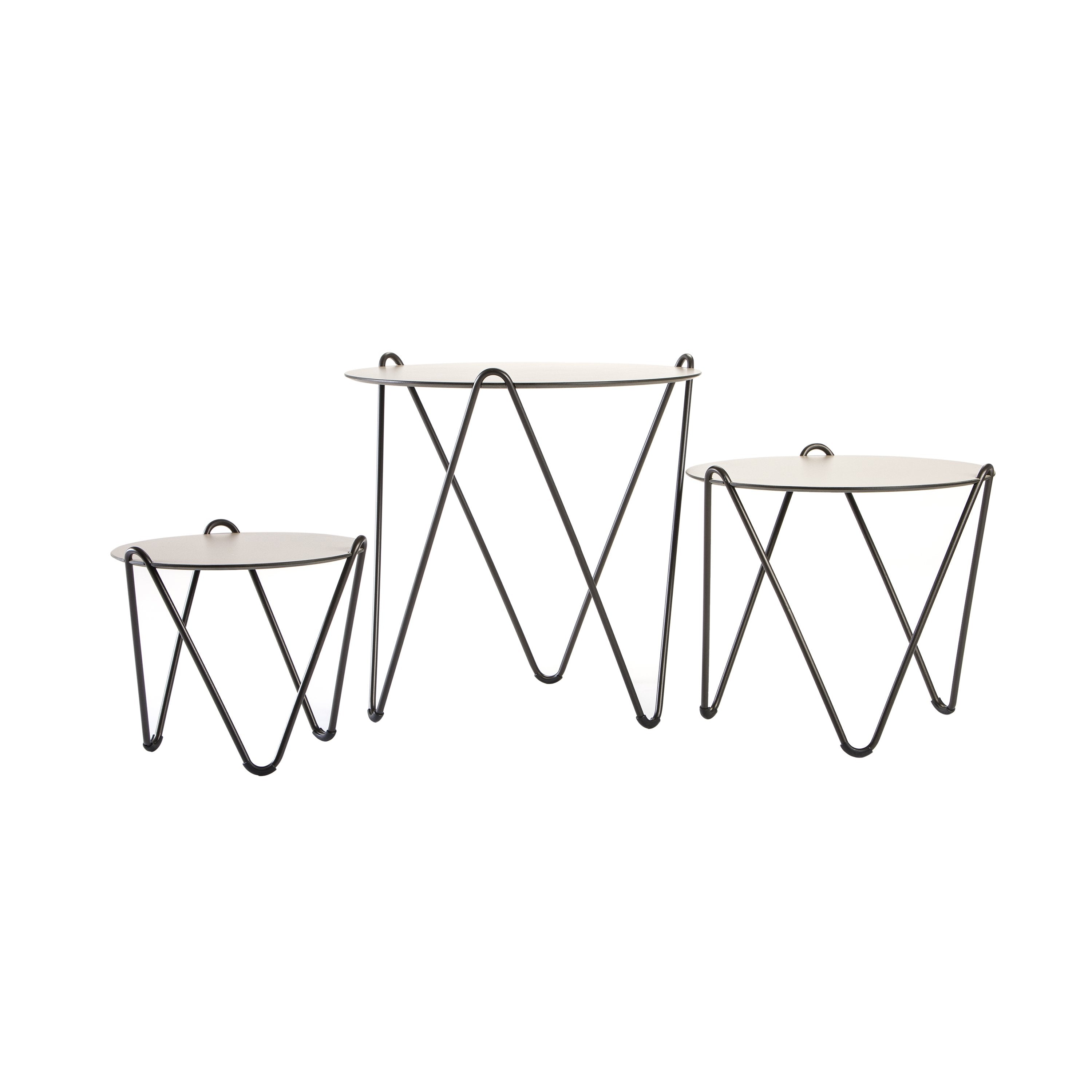 Circus Side Table: Set of 3 + Beige + Mocca