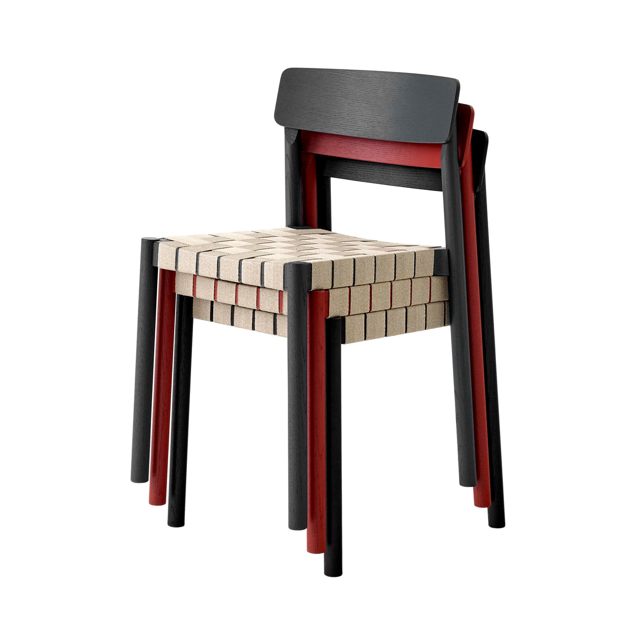 Betty Stacking Chair TK1: Black + Maroon + Natural