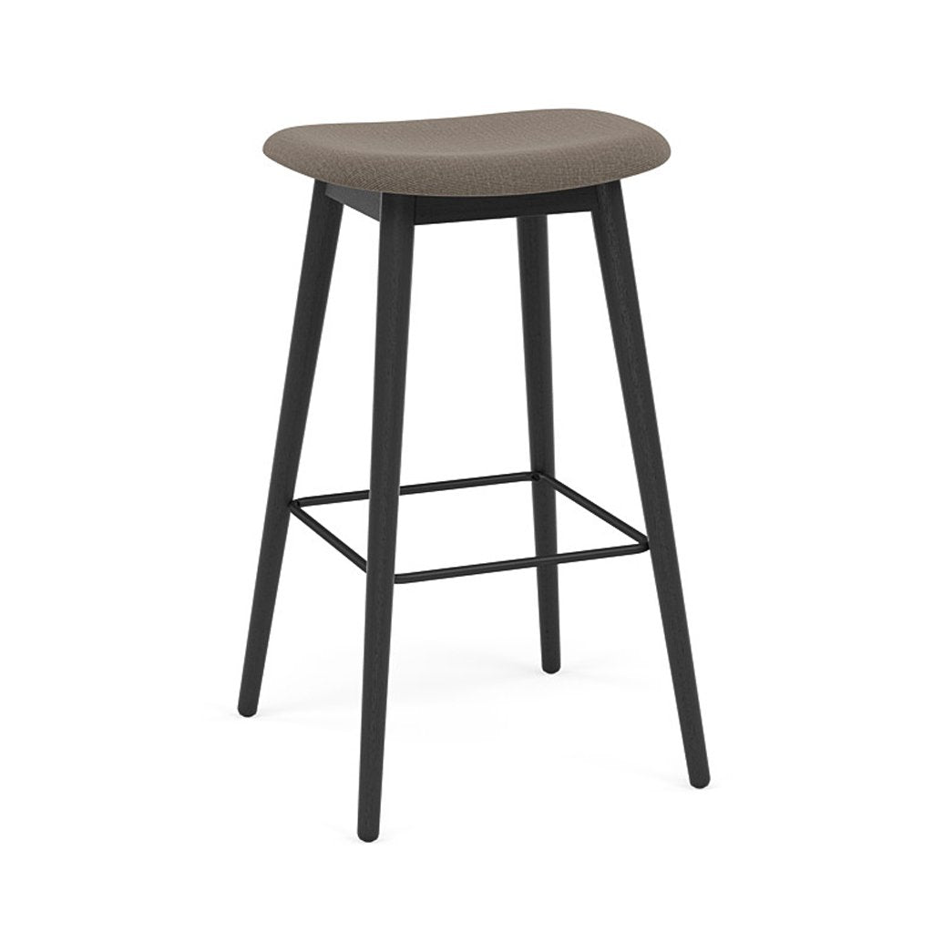 Fiber Bar + Counter Stool: Wood Base + Upholstered + Bar + Black 