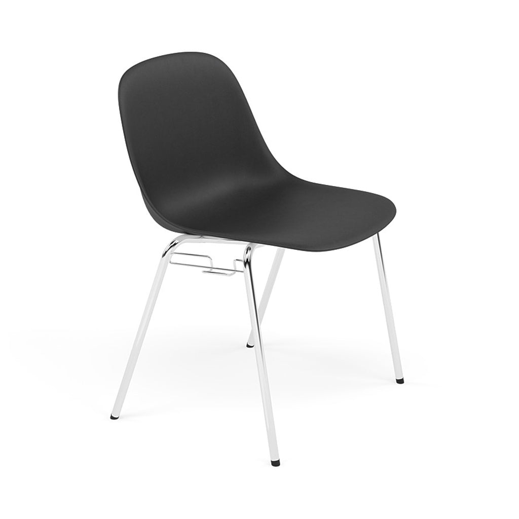 Fiber Side Chair: A-Base with Linking Device + Recycled Shell + Black