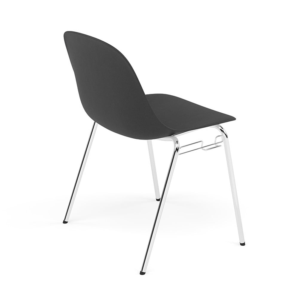 Fiber Side Chair: A-Base with Linking Device + Recycled Shell + Black