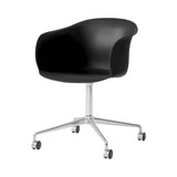 Elefy Chair JH36: Swivel Base + Castors + Black + Polished Aluminum