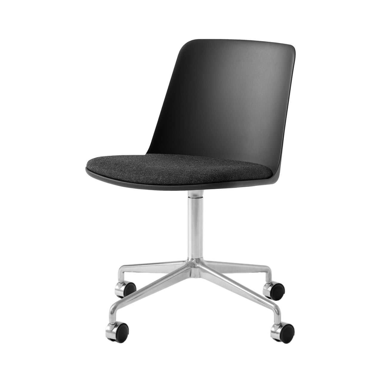 Rely Chair HW22: Polished Aluminum + Black
