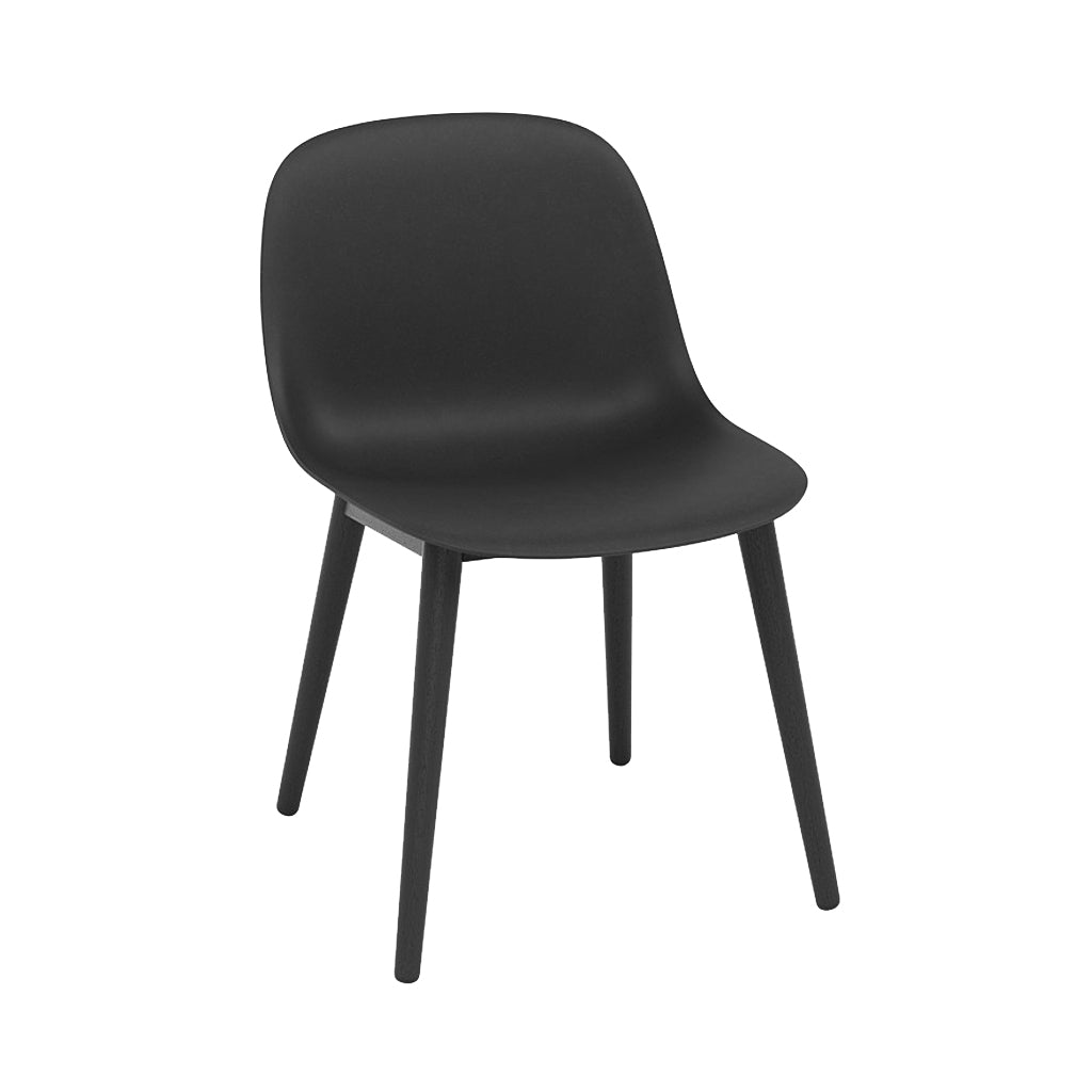 Fiber Side Chair: Wood Base + Recycled Shell + Black 