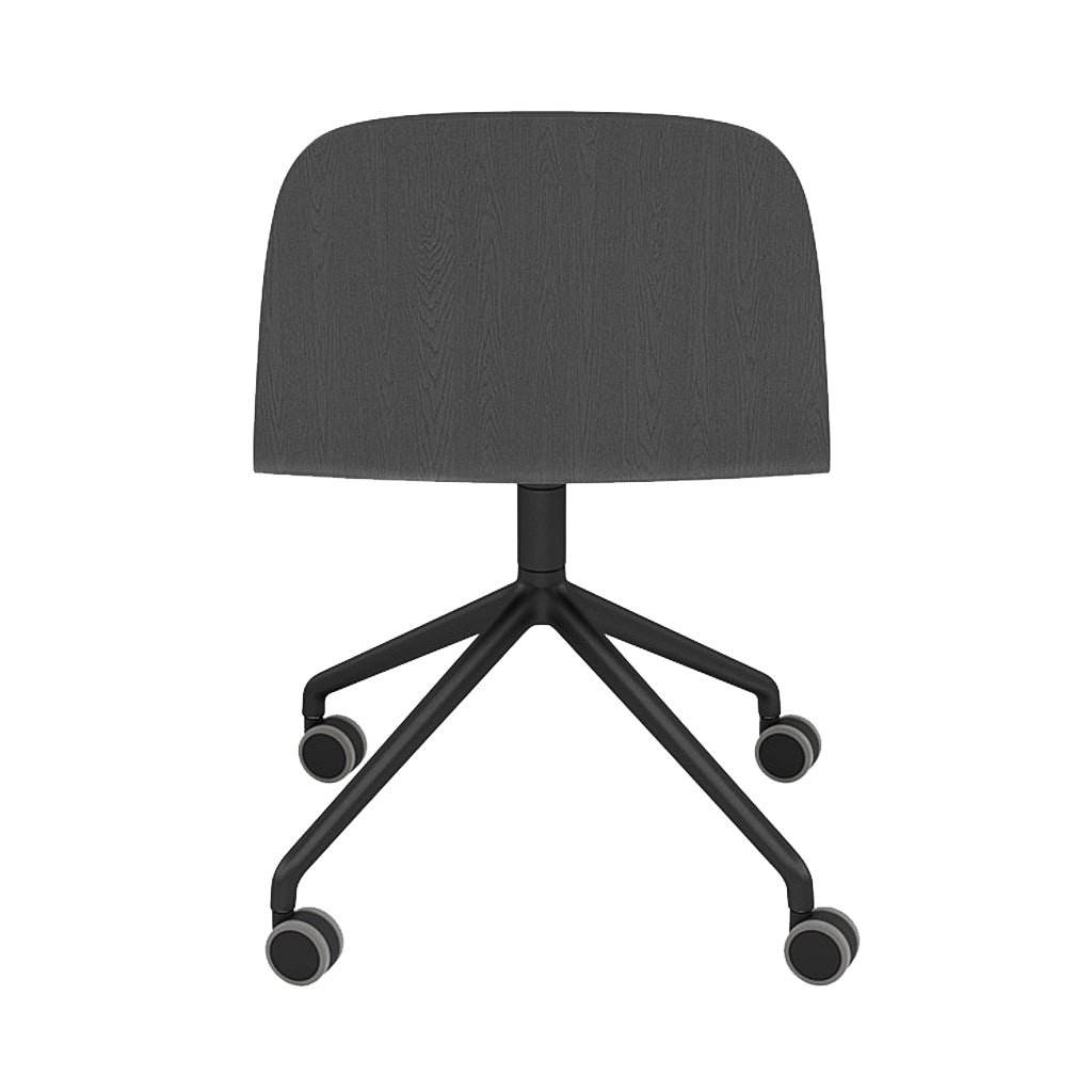 Visu Wide Chair: Swivel Base with Castors + Black