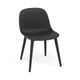Fiber Side Chair: Wood Base + Recycled Shell + Recycled Shell + Black + Black
