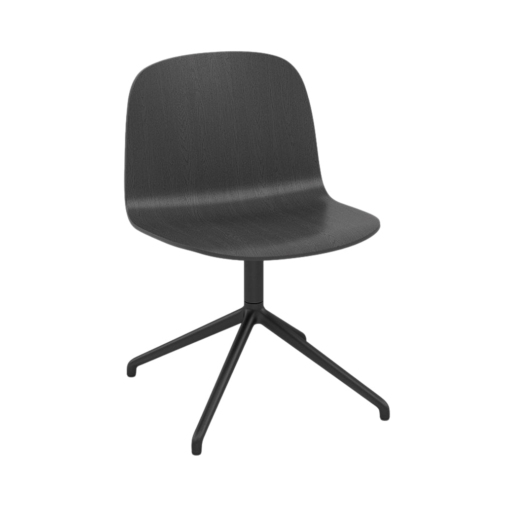 Visu Wide Chair: Swivel Base with Return + Black