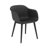 Fiber Armchair: Wood Base + Recycled Shell + Black + Black