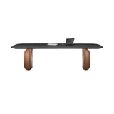 Barry Rectangular Table: Small + Black Ash + Bronze
