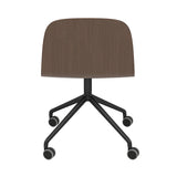Visu Wide Chair: Swivel Base with Castors + Stained Dark Brown