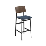 Loft Counter Stool: Upholstered + Black + Stained Dark Brown