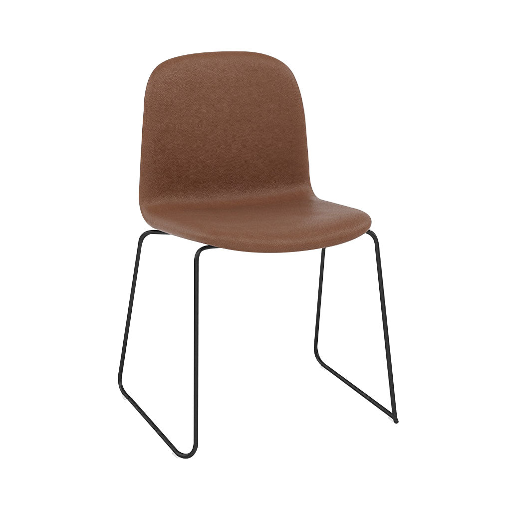 Visu Chair: Sled Base + Upholstered + Black