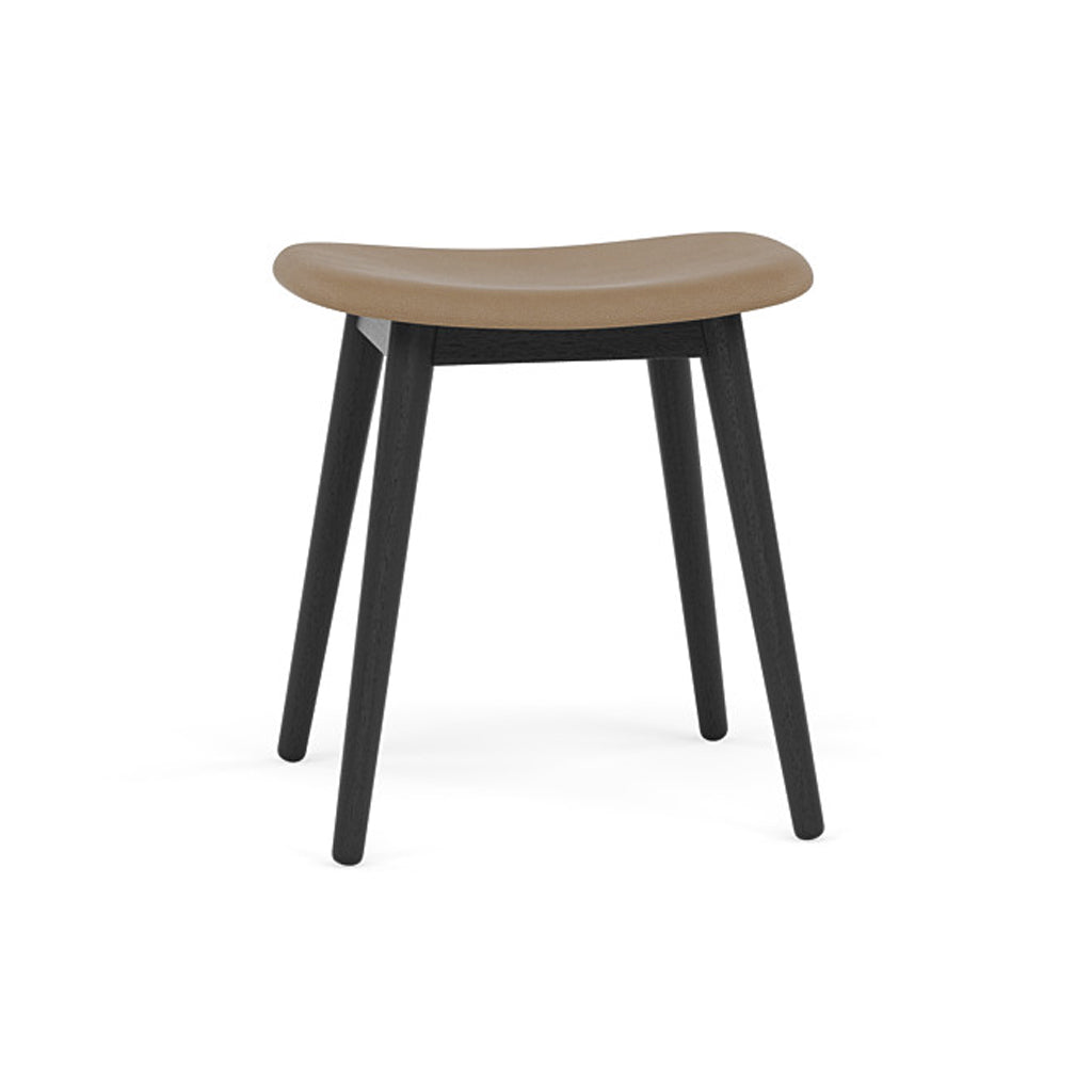 Fiber Stool: Wood Base + Upholstered + Black