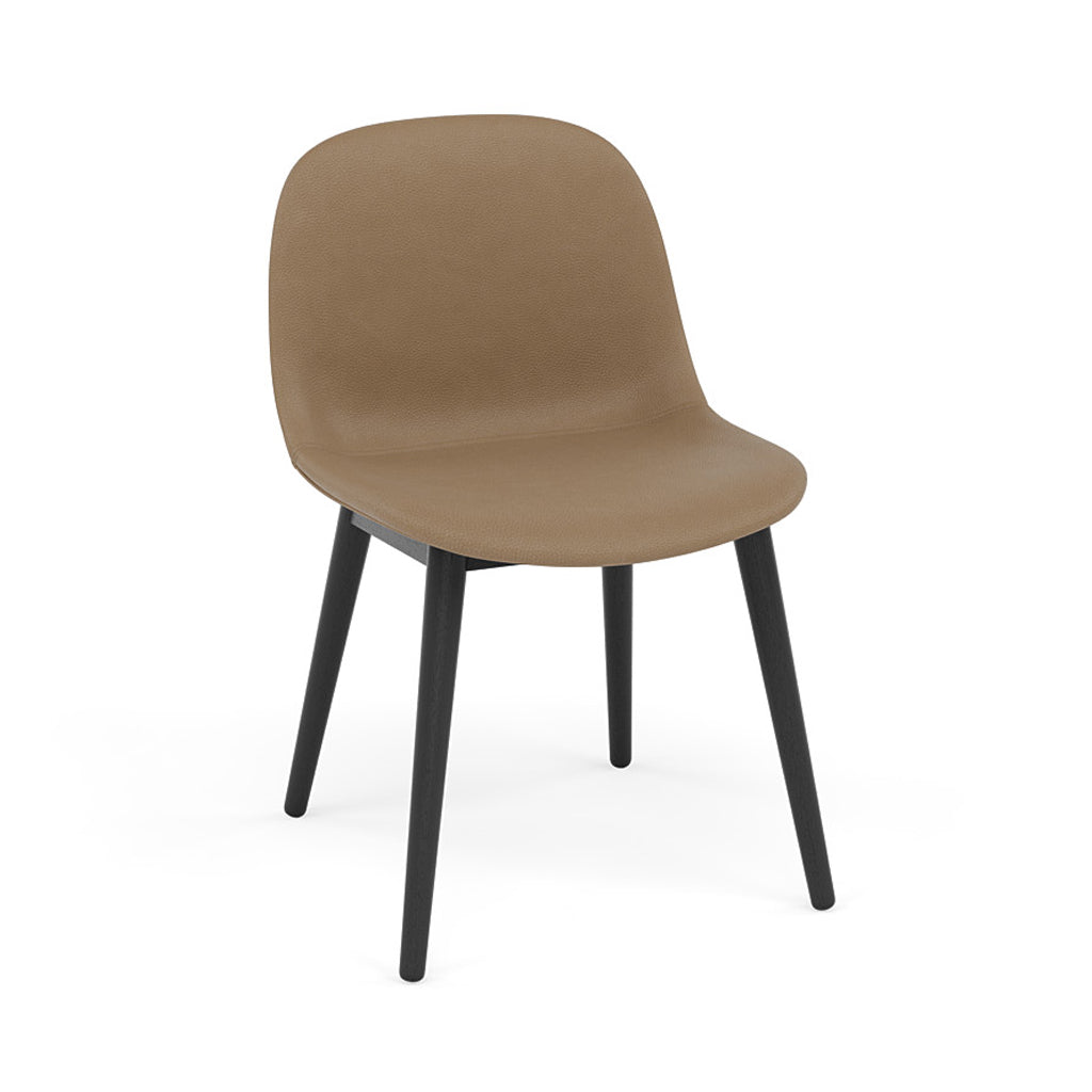 Fiber Side Chair: Wood Base + Recycled Shell + Upholstered + Black