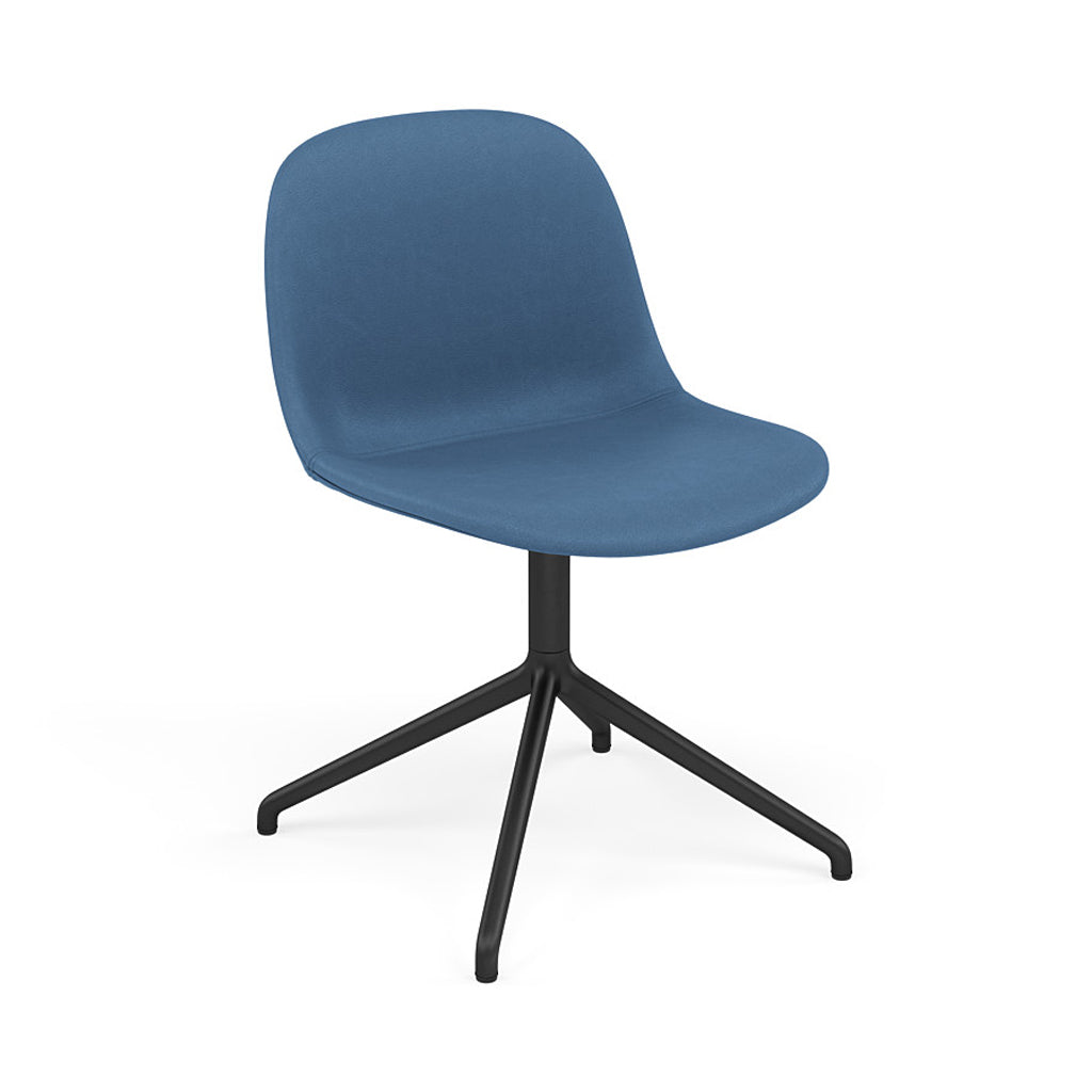 Fiber Side Chair: Swivel Base + Recycled Shell + Upholstered + Anthracite Black