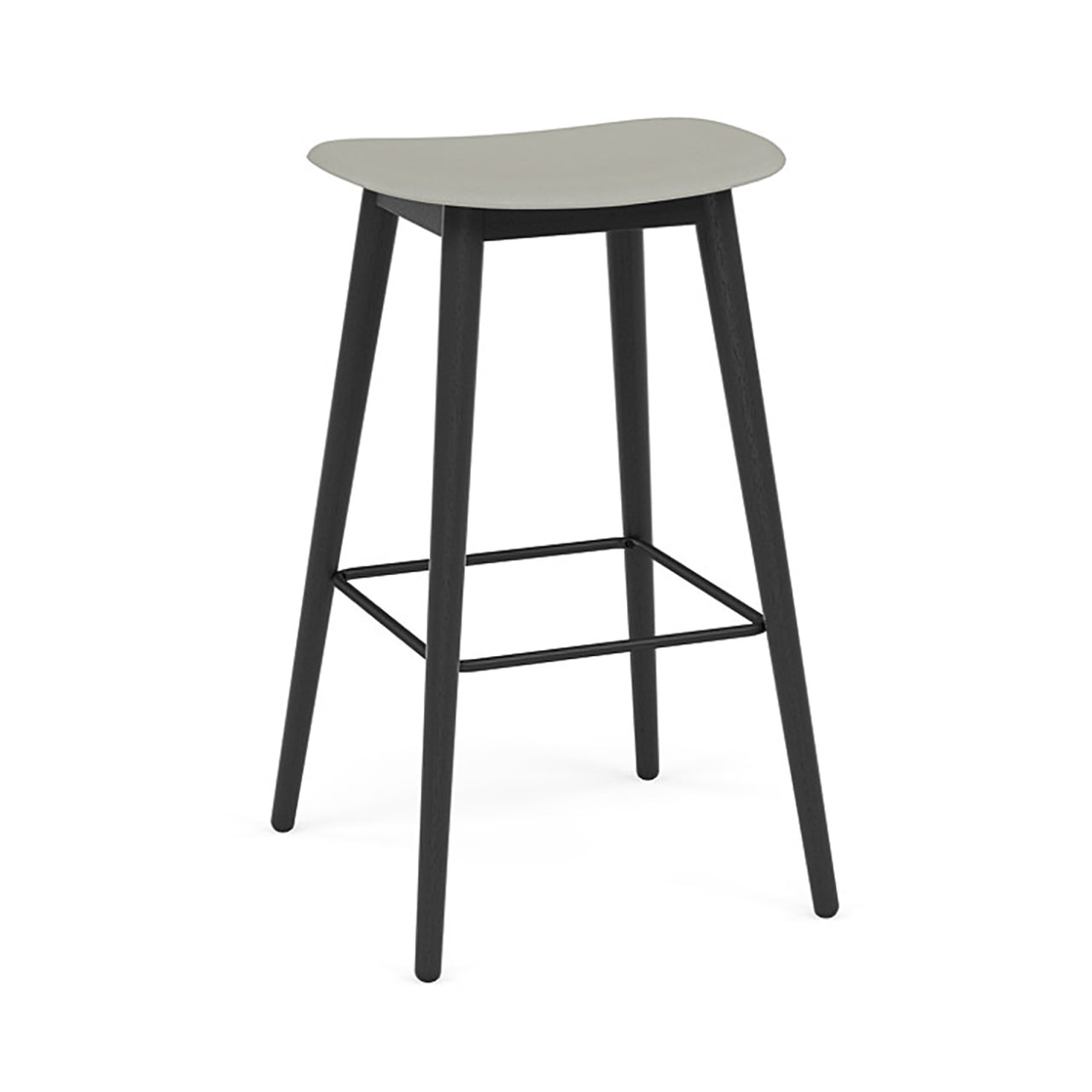 Fiber Bar + Counter Stool: Wood Base + Bar + Black + Grey