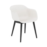 Fiber Armchair: Wood Base + Recycled Shell + Black + Natural White