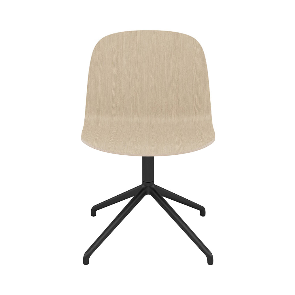 Visu Wide Chair: Swivel Base with Return + Oak