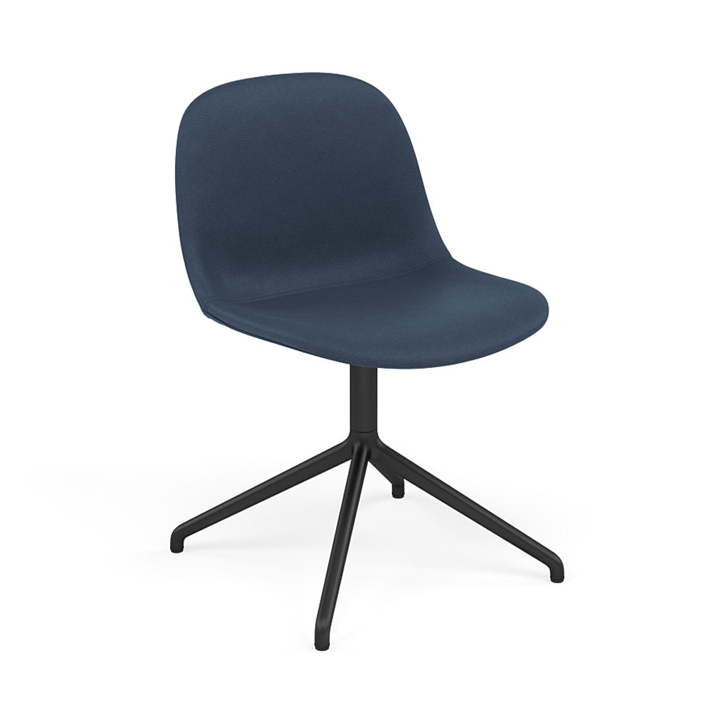Fiber Side Chair: Swivel Base with Return + Recycled Shell + Upholstered + Anthracite Black