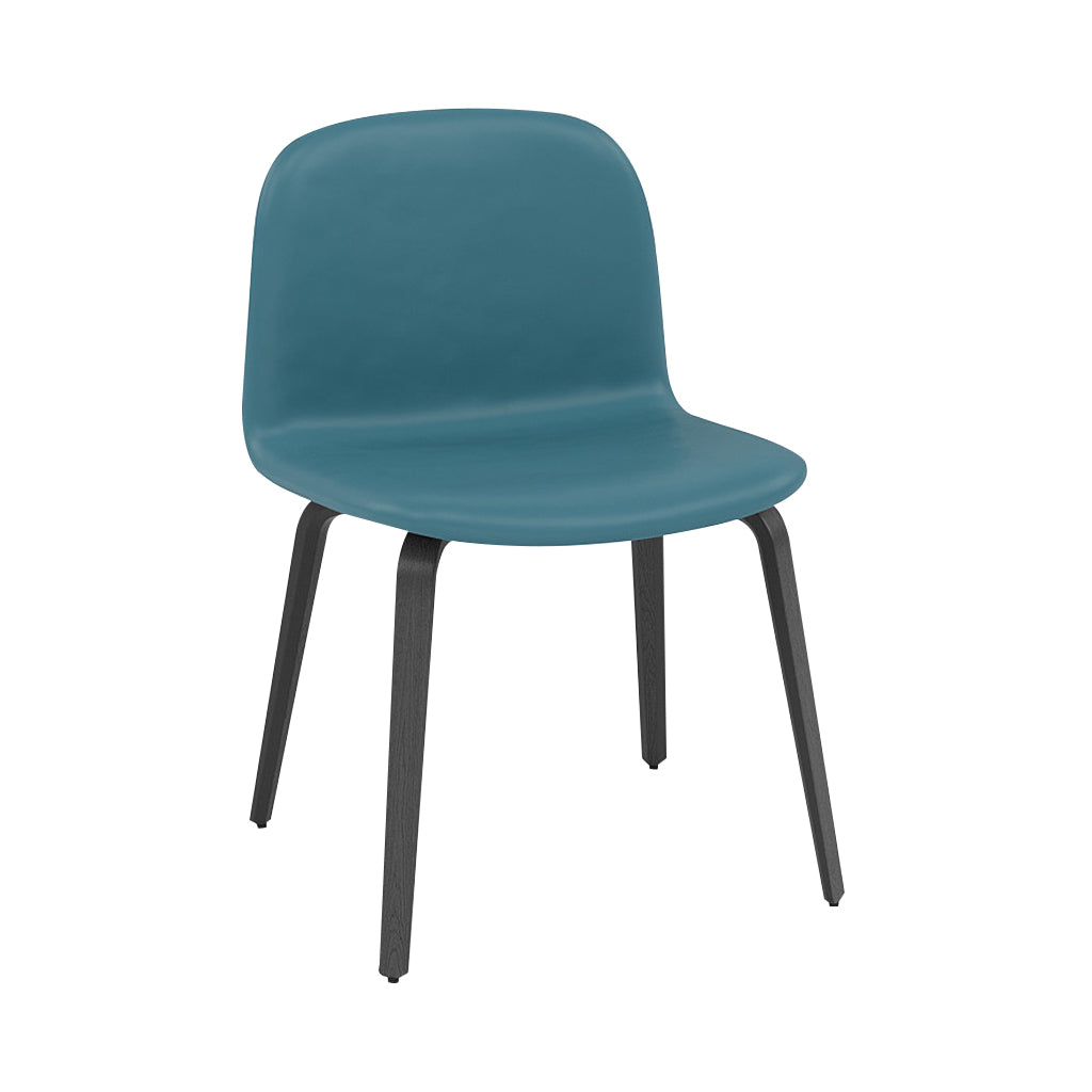 Visu Wide Chair: Wood Base + Upholstered + Black