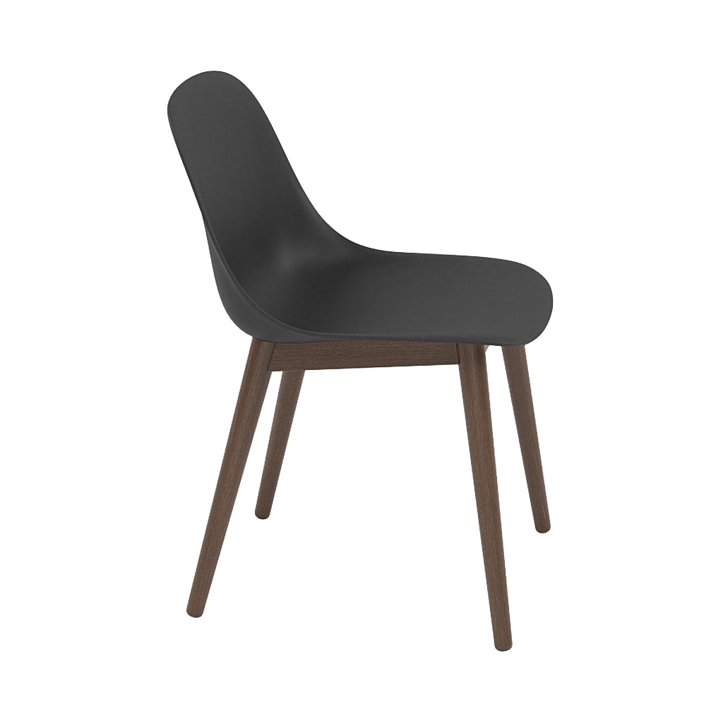 Fiber Side Chair: Wood Base + Recycled Shell + Black + Stained Dark Brown