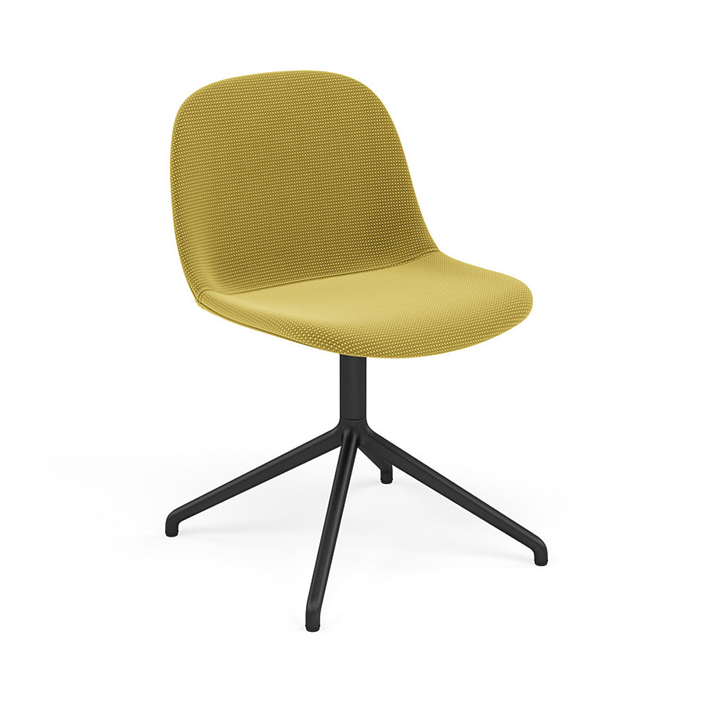Fiber Side Chair: Swivel Base with Return + Recycled Shell + Upholstered + Anthracite Black