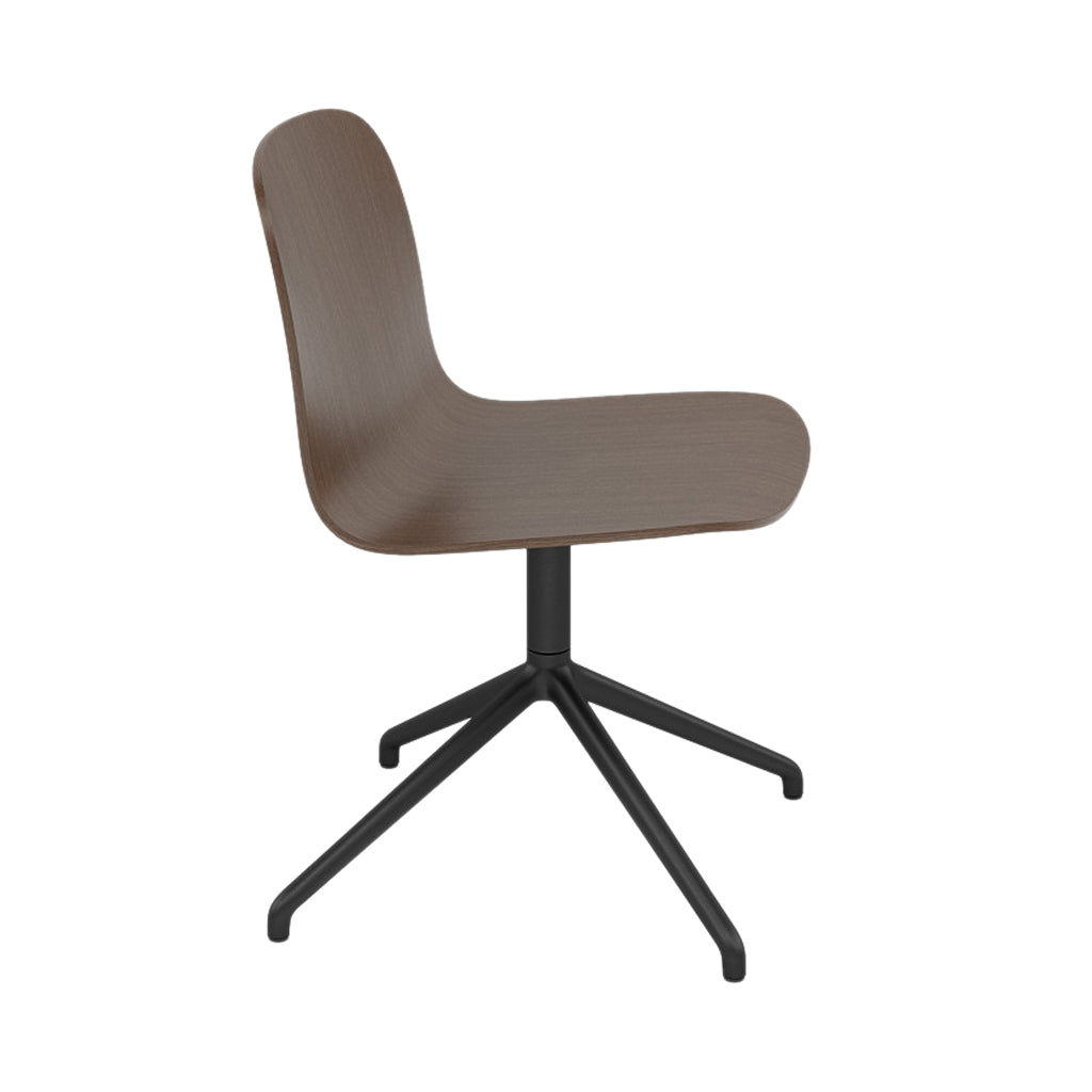 Visu Wide Chair: Swivel Base with Return + Stained Dark Brown